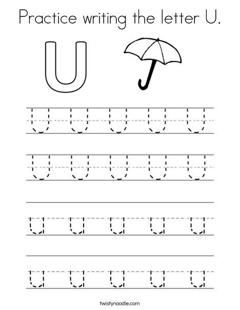 Tracing Letter U Worksheets For Kindergarten