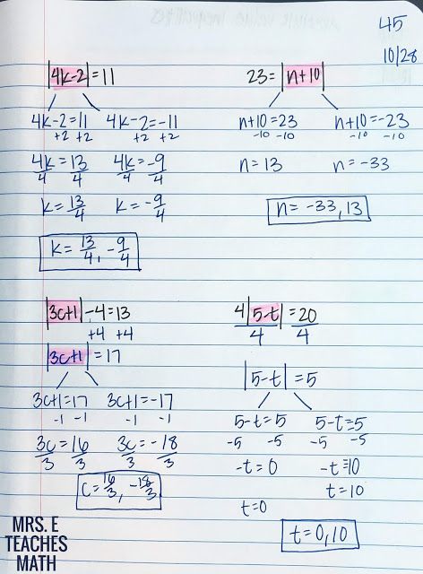 Algebra 2 Solving Absolute Value Equations Worksheet Answer Key
