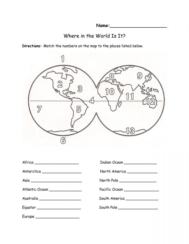 Printable 1st Grade Geography Worksheets