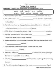 Grade 3 Worksheets On Collective Nouns