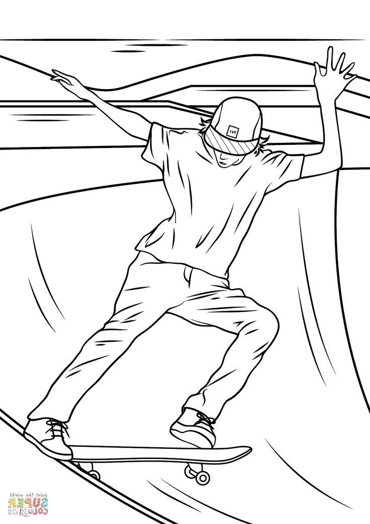 Coloring Page Skateboard