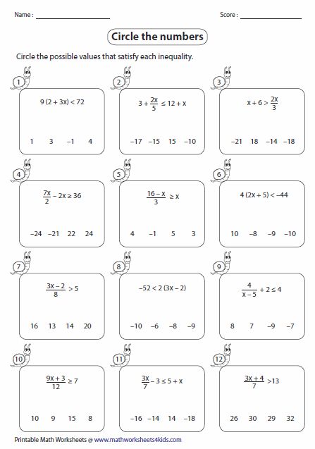 Solving Multi Step Inequalities Worksheet Algebra 1