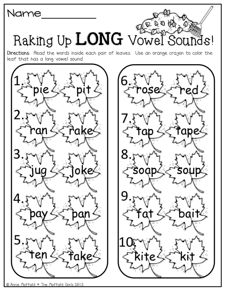 First Grade Vowels Worksheets For Grade 1