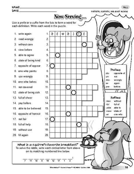 Free Prefixes And Suffixes Worksheets