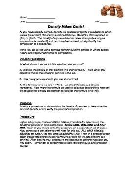 Chemistry Density Worksheet Answer Key