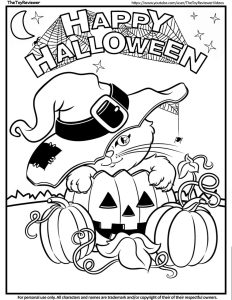 Happy Halloween Coloring Page Halloween coloring pages, Halloween cat