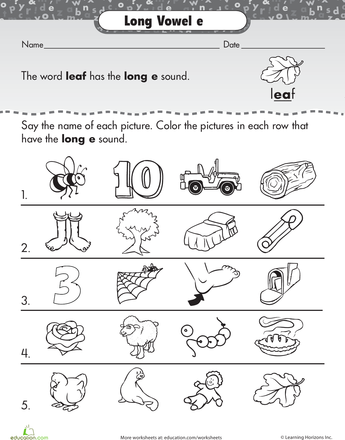 Short Vowel E Worksheets For Kindergarten
