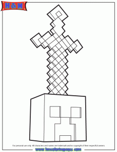 Minecraft Sword On Head Coloring Page Coloring Home