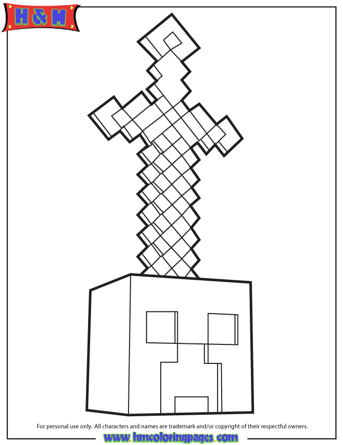 Printable Minecraft Sword Coloring Pages