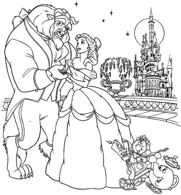 Beauty And The Beast Dancing Coloring Pages