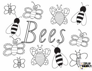 BEES! Free Printable Coloring Page — Stevie Doodles Free Printable