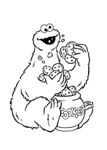 Cookie Monster Eating Cookies From Cookie Jar Coloring Pages Coloring Sky