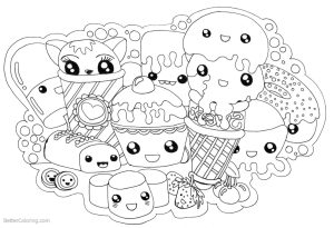 Cute Food Coloring Pages Kawaii Foods Free Printable Coloring Pages