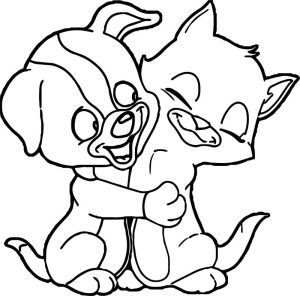 Dog And Cat Friends Coloring Page Coloring Sheets