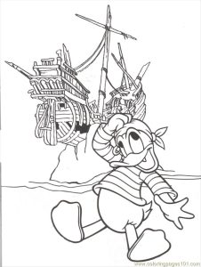 Donald Pirate Ship Coloring Page for Kids Free Ducks Printable