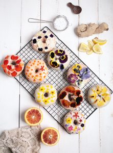Floral Donuts with Blood Orange & Lemon Ginger Glaze The Merrythought