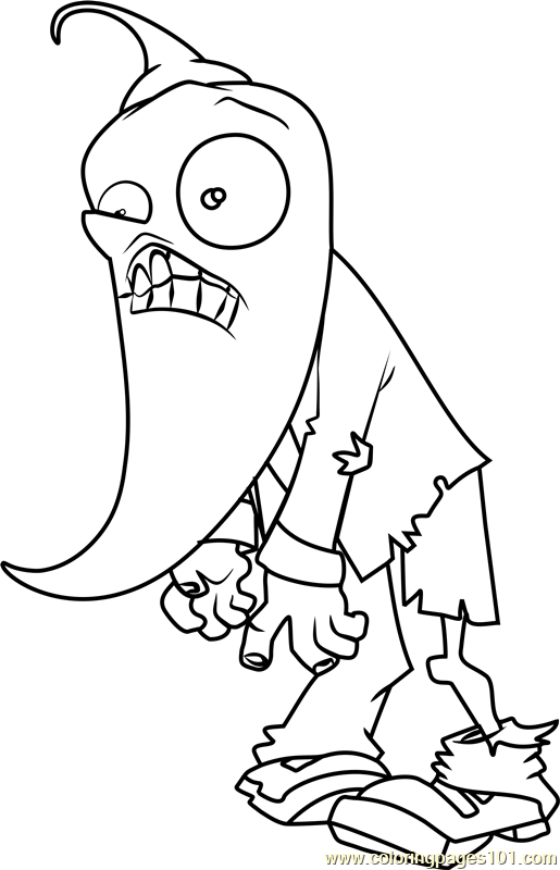 Jalapeno Zombie Coloring Page for Kids Free Plants vs. Zombies