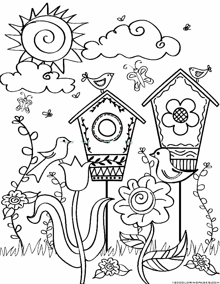 Spring Landscape Coloring Pages Coloring Home