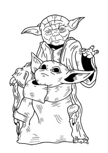 Master Yoda and Baby Yoda Star Wars Coloring Pages Small Yet Powerful