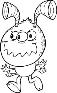 Mean Running Monster Cute Alien Coloring Page Coloring Sheets