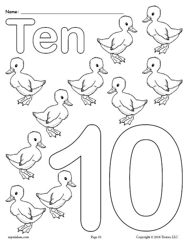 Coloring Pages Free Printable Numbers 1 10