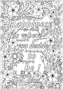 Get This Printable Adult Coloring Pages Quotes Happiness