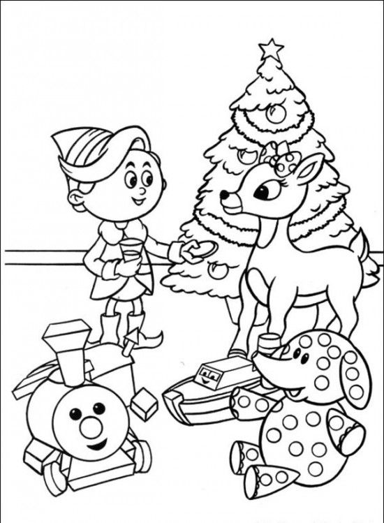 Santa Claus and The Red nose Rudolph Reindeer coloring pages