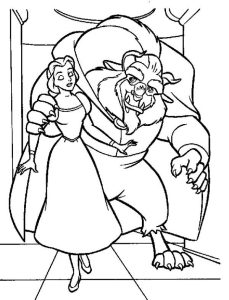 The Beast Showing Belle His Library Coloring Page Download & Print
