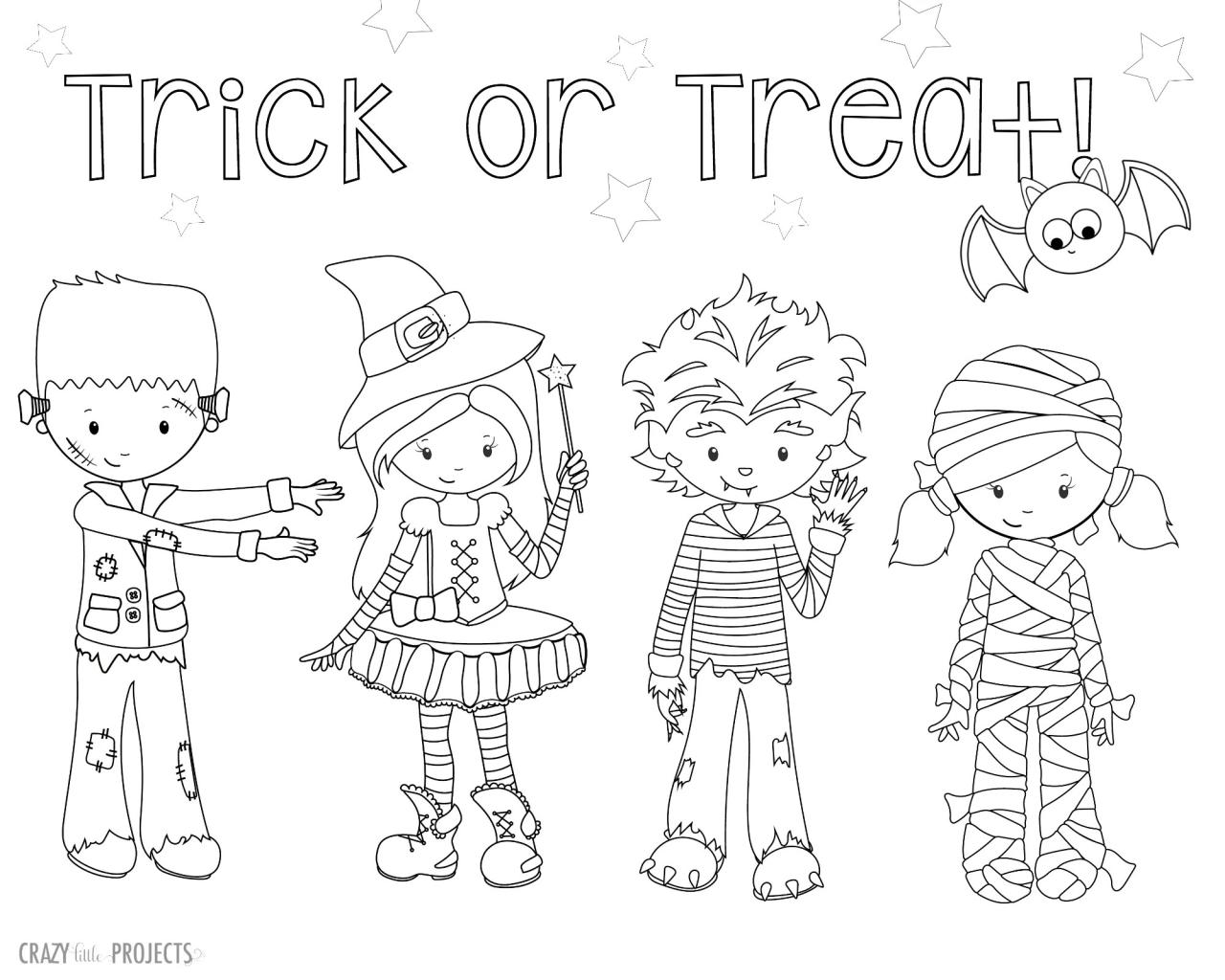 Trick or Treat Coloring Page Crazy Little Projects