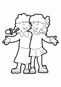 Two Girls Hugging On Friendship Day Coloring Page Coloring Sky