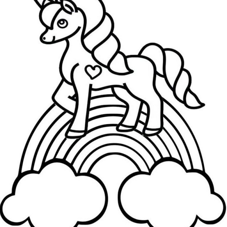 Unicorn With Rainbow Coloring Pages