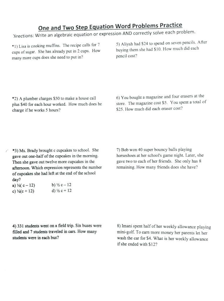 Quadratic Equation Word Problems Worksheet With Answers