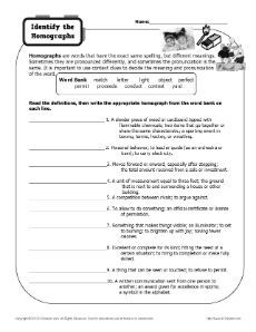 4th Grade Homographs Worksheets With Answers