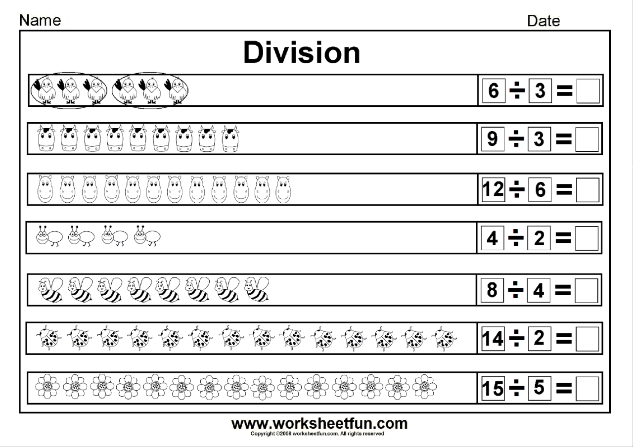 Free Printable Simple Division Worksheets