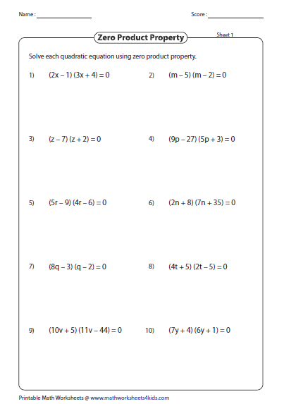 Quadratic Equation Word Problems Worksheet Kuta