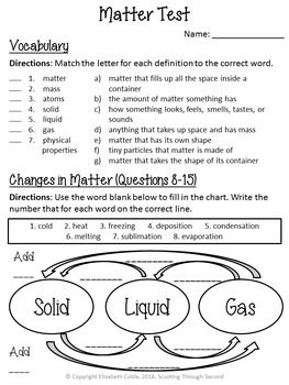 Science Worksheets For Grade 5 States Of Matter