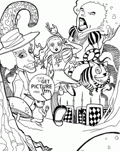Alice in wonderland coloring pages movie for kids, printable free