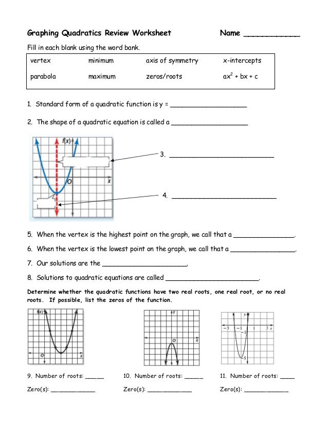 Quadratic Function Word Problems Worksheet With Answers