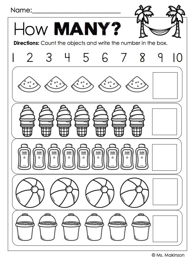 Kindergarten Printable Numbers 1-10 Worksheets