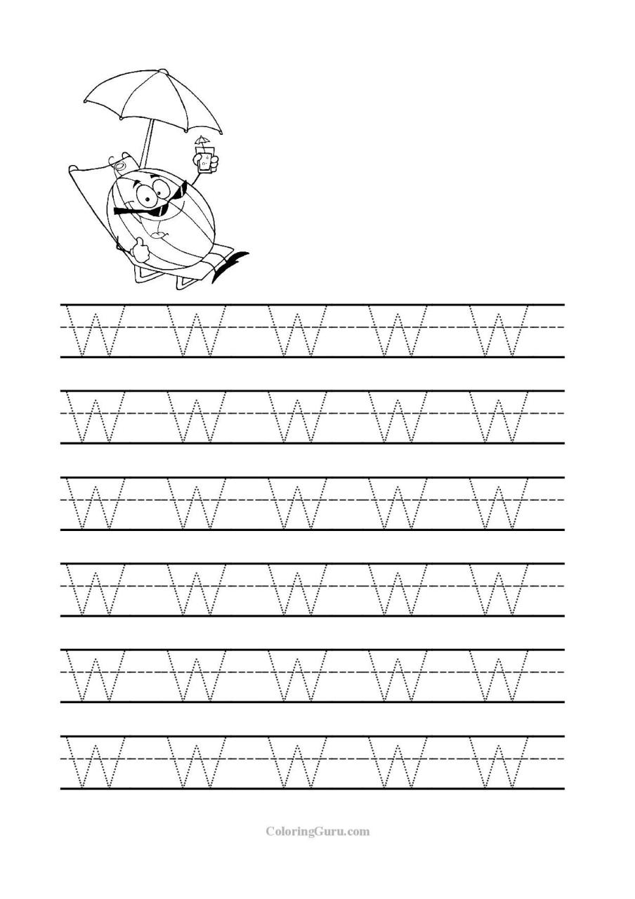Tracing Letter W Worksheets For Kindergarten