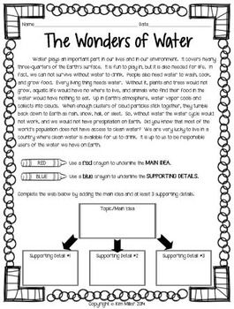 Main Idea And Supporting Details Worksheets 6th Grade With Answers