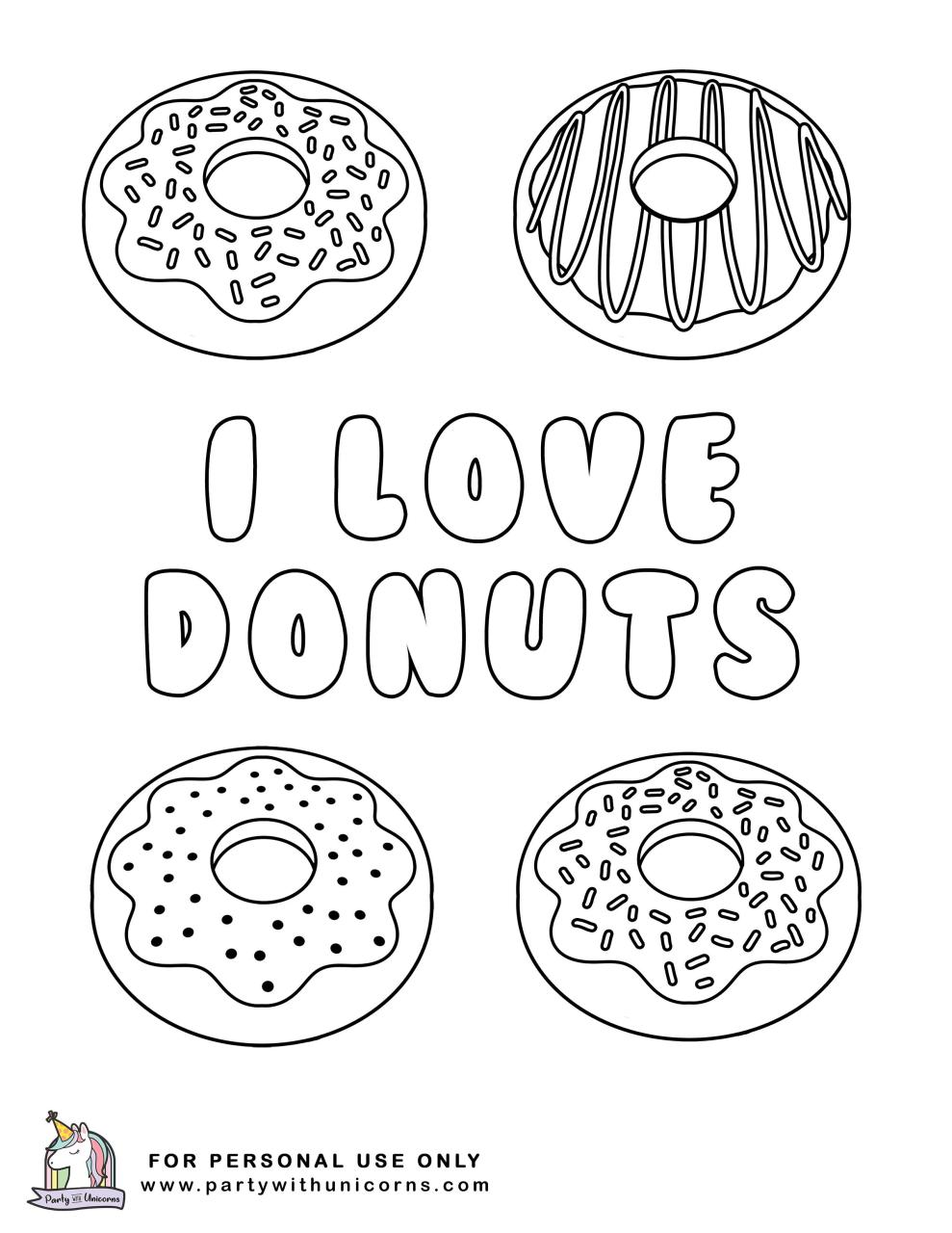 Donut Coloring Page For Toddlers