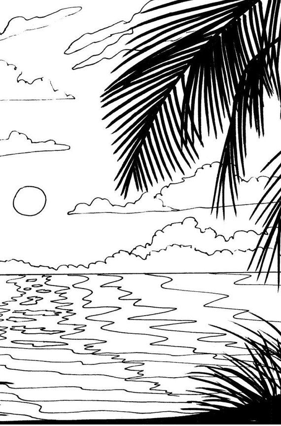 Beach Sunset Coloring Pages at GetDrawings Free download