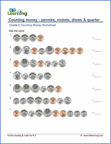 Counting Coins Worksheets 2nd Grade Pdf