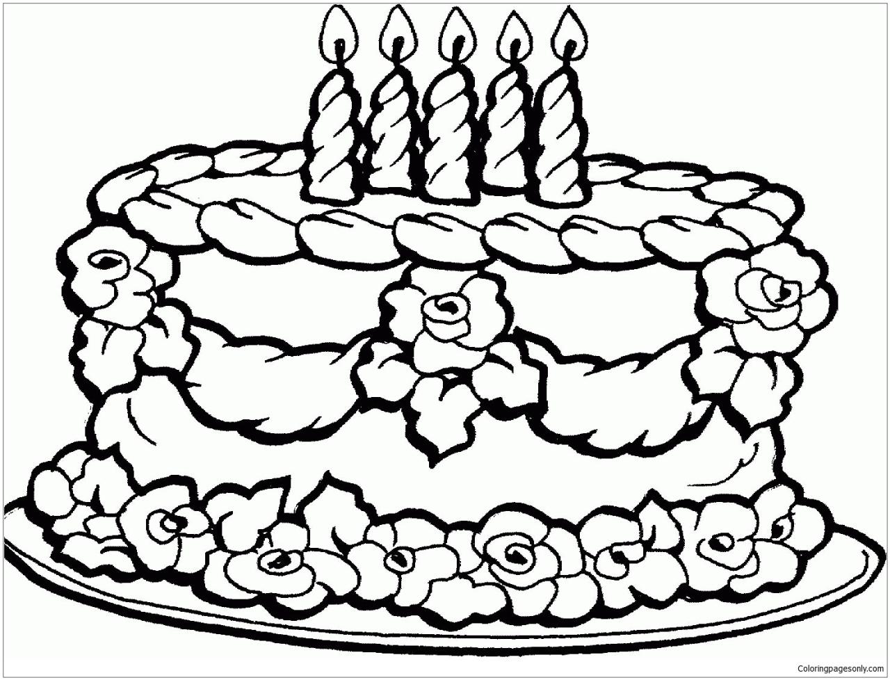 Birthday Cake 1 Coloring Pages Food Coloring Pages Coloring Pages
