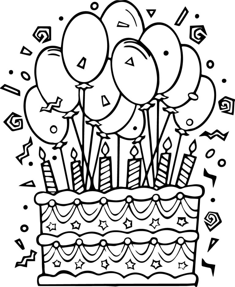 Coloring Pages Birthday Cake