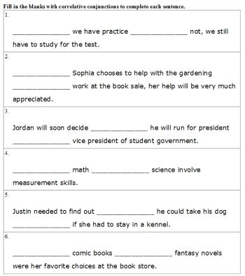 5th Grade Coordinating Conjunction Worksheet