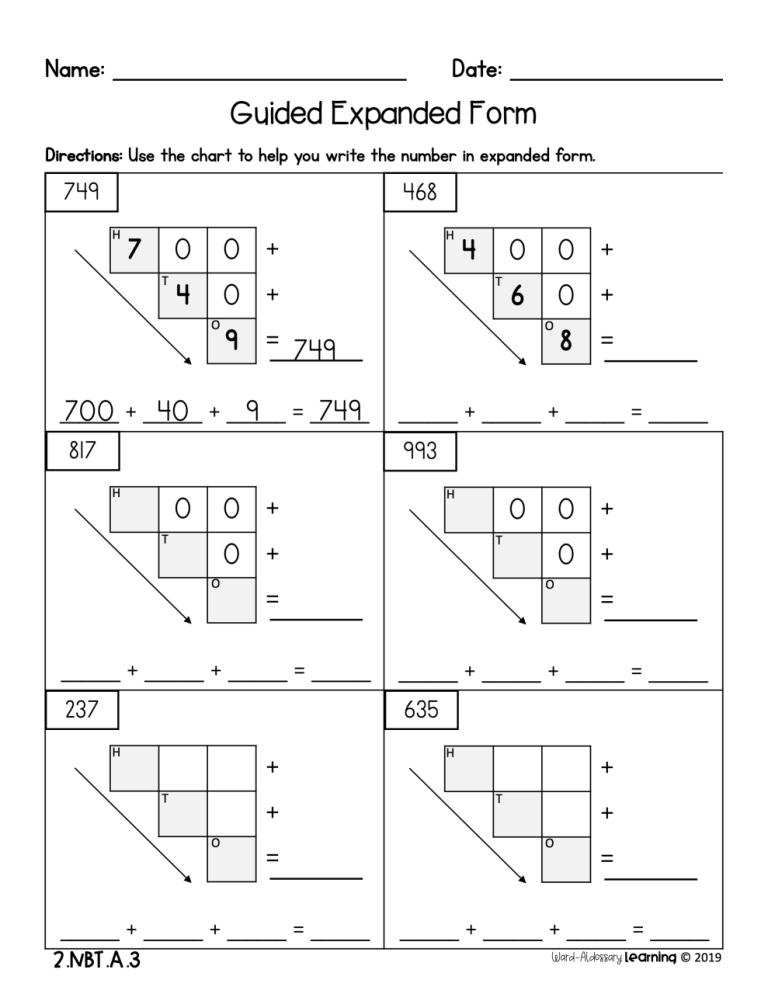 Worksheet For Class 2 Maths Number Names