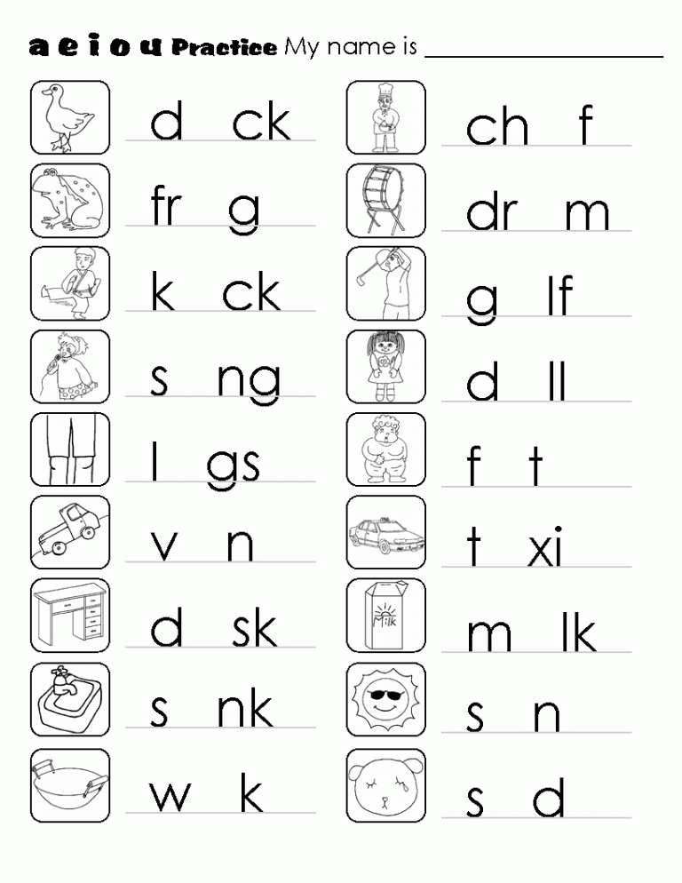 Aeiou Vowels Worksheets For Kindergarten Pdf