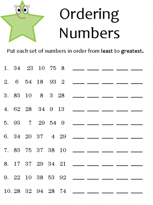 First Grade Ordering Numbers Worksheets For Grade 1